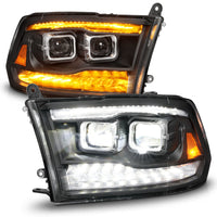 Thumbnail for ANZO 09-18 Dodge Ram 1500/2500/3500 Full LED Proj Headlights w/Switchback Light Bar - Black