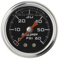 Thumbnail for Autometer AutoGage 1.5in Liquid Filled Mechanical 0-60 PSI Fuel Pressure Gauge - Black