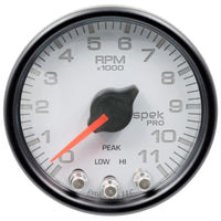 Thumbnail for Autometer Spek-Pro Gauge Tach 2 1/16in 11K Rpm W/ Shift Light & Peak Mem Wht/Blk