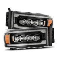Thumbnail for AlphaRex 02-05 Dodge Ram 1500 NOVA LED Proj Headlights Plank Style Blk w/Activ Light/Seq Signal