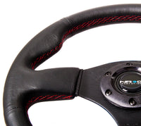 Thumbnail for NRG Reinforced Steering Wheel (320mm) Leather w/Red Stitch