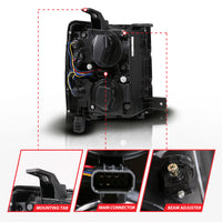 Thumbnail for Anzo 14-15 Chevy Silverado 1500 Black Dual Switchback+Sequential LED Tube Sq. Projector Headlights