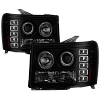 Thumbnail for Spyder GMC Sierra 1500/2500 07-13 Projector Headlights LED Halo- LED Blk Smke PRO-YD-GS07-HL-BSM