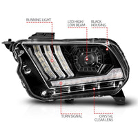 Thumbnail for ANZO 10-14 Ford Mustang LED Projector Headlights w/Sequential Light Tube (NON HID Compatible)