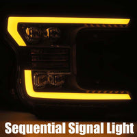 Thumbnail for AlphaRex 18-19 Ford F-150 NOVA LED Proj Headlights Plank Style Matte Black w/Activ Light/Seq Signal
