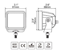Thumbnail for Go Rhino Xplor Blackout Series Cube LED Spot Light Kit (Surface/Threaded Stud Mnt) 3x3 - Blk (Pair)