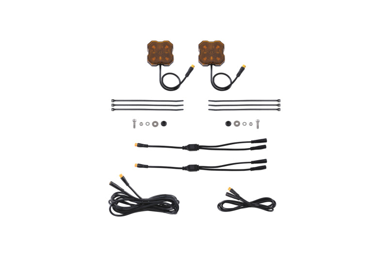 Diode Dynamics Stage Series Single Color LED Rock Light - Amber M8 (2-pack)