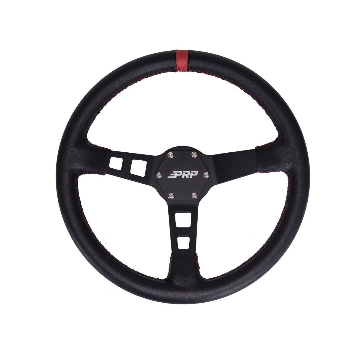 PRP Deep Dish Leather Steering Wheel- Red