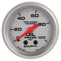 Thumbnail for Autometer Marine Silver Oil Pressure 2 1/16in 100 psi Mechanical Gauge