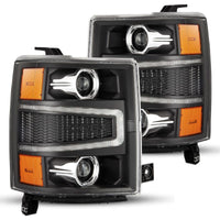 Thumbnail for AlphaRex 04-15 Chevy 1500HD LUXX-Series LED Proj Headlights Black w/Activ Light/Seq Signal