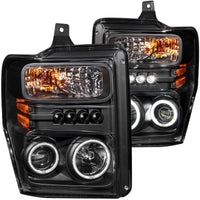 Thumbnail for ANZO 2008-2010 Ford F-250 Projector Headlights w/ Halo Black (CCFL)