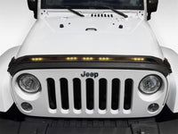 Thumbnail for AVS 2007-2018 Jeep Wrangler JK Aeroskin Low Profile Hood Shield w/ Lights - Black