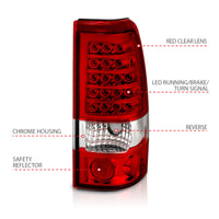 Thumbnail for ANZO 1999-2007 Chevrolet Silverado 1500 LED Taillights Red/Clear