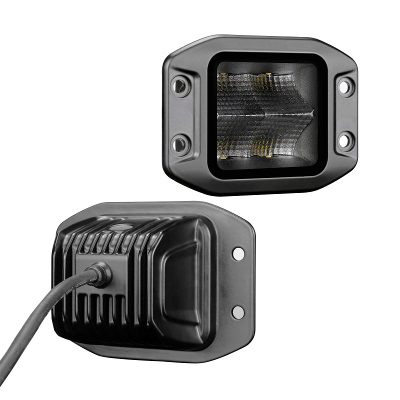 Go Rhino Xplor Blackout Series Cube LED Flood Light Kit (Flush Mount) 3x3 - Blk (Pair)