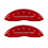 Thumbnail for MGP 4 Caliper Covers Engraved Front & Rear C6/Corvette Red finish silver ch