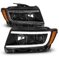 Thumbnail for ANZO 11-13 Jeep Grand Cherokee (Factory Halogen Only) Projector Headlights w/Light Bar Swtchbk Black