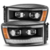Thumbnail for AlphaRex 06-08 Dodge Ram 1500HD PRO-Series Projector Headlights Plank Style Black w/Seq Signal/DRL