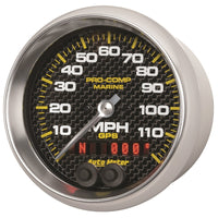 Thumbnail for Autometer Marine Carbon Fiber Ultra-Lite 3-3/8in 120MPH GPS Speedometer Gauge