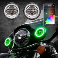 Thumbnail for XK Glow 4.5In Chrome RGB LED Harley Running Light XKchrome Bluetooth App Controlled Kit