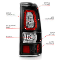Thumbnail for ANZO 2003-2006 Chevy Silverado 1500 LED Taillights Plank Style Black w/Clear Lens