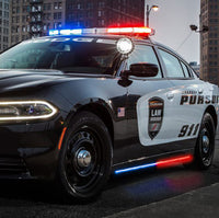 Thumbnail for Putco 11-23 Dodge Charger Police Pursuit Blade Rocker Sideliners - Blue & White w/ White Override