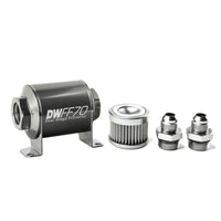 Thumbnail for DeatschWerks Stainless Steel 8AN 10 Micron Universal Inline Fuel Filter Housing Kit (70mm)