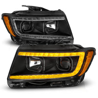 Thumbnail for ANZO 11-13 Jeep Grand Cherokee (Factory Halogen Only) Projector Headlights w/Light Bar Swtchbk Black