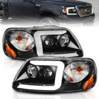 Thumbnail for ANZO 1997-2003 Ford F-150 Projector Headlights w/ Light Bar Black Housing