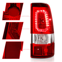 Thumbnail for ANZO 1999-2002 Chevy Silverado 1500 LED Taillights Plank Style Chrome With Red/Clear Lens