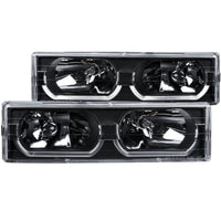 Thumbnail for ANZO 1988-1998 Chevrolet C1500 Crystal Headlights Black w/ Low - Brow