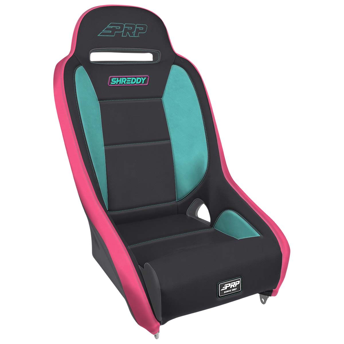 PRP ShReddy Comp Elite Suspension Seat - Black- Pink/Teal