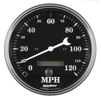 Thumbnail for Auto Meter Gauge Speedo. 5in 120mph Elec. Prog. w/ LCD Odo Old Tyme Black