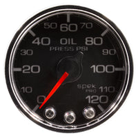 Thumbnail for Autometer Spek-Pro Gauge Oil Press 2 1/16in 120psi Stepper Motor W/Peak & Warn Blk/Chrm