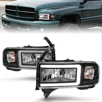 Thumbnail for ANZO 94-02 Dodge RAM Crystal Headlight - w/ Light Bar Black Housing