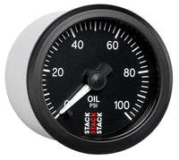 Thumbnail for Autometer Stack 52mm 0-100 PSI 1/8in NPTF Male Pro Stepper Motor Oil Pressure Gauge - Black