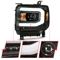 Thumbnail for ANZO GMC SIERRA 1500 14-15 2500H/15-19 Projector Headlight Plank Style Black w/ Switchback (Halogen)