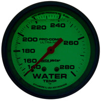 Thumbnail for Autometer Ultra-Nite 2-5/8in 140-280 Degree Liquid Filled Mechanical Glow In Dark Water Temp Gauge
