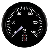 Thumbnail for Autometer Stack 52mm 40-140 Deg C 1/8in NPTF Male Pro Stepper Motor Oil Temp Gauge - Black