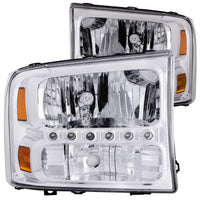 Thumbnail for ANZO 2000-2004 Ford Excursion Crystal Headlights Chrome w/ LED 1pc