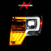 Thumbnail for ANZO 09-14 Ford F-150 Full LED Proj Headlights w/Initiation Feature - Chrome