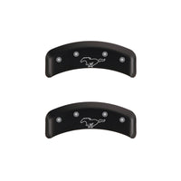 Thumbnail for MGP 4 Caliper Covers Engraved Front Mustang Engraved Rear Pony Red finish silver ch