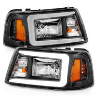 Thumbnail for ANZO 2001-2011 Ford Ranger Crystal Headlights w/ Light Bar Black Housing