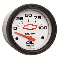 Thumbnail for AutoMeter Gauge Oil Pressure 2-5/8in. 100PSI Electric Chevy Red Bowtie White