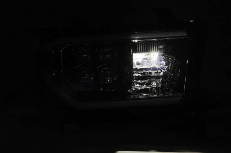 AlphaRex 07-13 Toyota Tundra (w/Lvl Adj) NOVA LED Proj Headlights Plank Alpha Blk w/Seq Signal/RDL