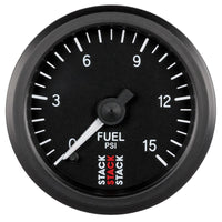 Thumbnail for Autometer Stack 52mm 0-15 PSI 1/8in NPTF Male Pro Stepper Motor Fuel Pressure Gauge - Black