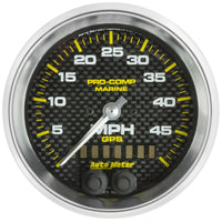 Thumbnail for Autometer Marine Carbon Fiber 3-3/8in 50MPH GPS Speedometer Gauge