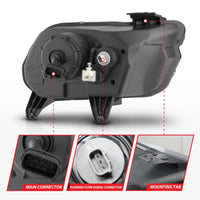 Thumbnail for ANZO 13-14 Ford Mustang (w/ Factory HID/Xenon HL only) Projector Headlights w/Light Bar Black