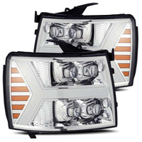 Thumbnail for AlphaRex 07-13 Chevy 1500HD NOVA LED Proj Headlights Plank Style Chrm w/Activ Light/Seq Signal
