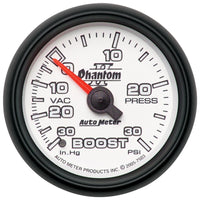 Thumbnail for Autometer Phantom II 52.4mm Mechanical Vacuum / Boost Gauge 30 In. HG/30 PSI