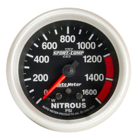 Thumbnail for Autometer Sport-Comp II Pro Control 2-5/8in 1600 PSI Nitrous Pressure Gauge w/ Peak and Warn